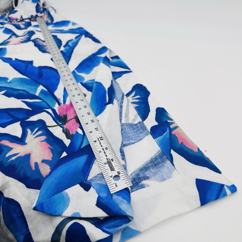 NWT FARM RIO Linen Foliage Maxi Dress Size S Blue White Floral Lace Details - Picture 10 of 13